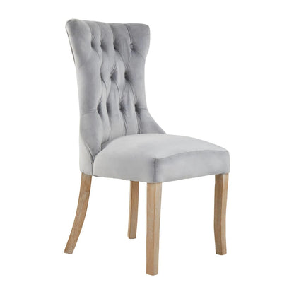 Kensington Townhouse Grey Velvet Buttoned Dining Chair