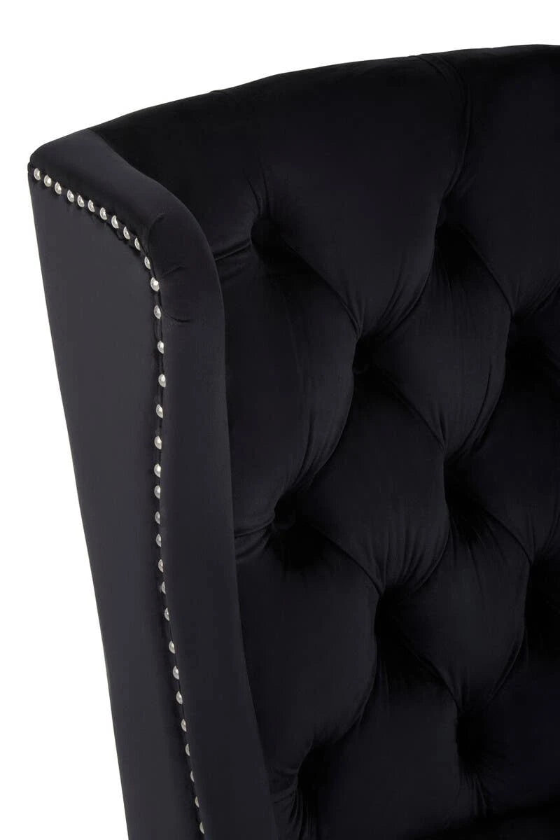 Kensington Townhouse Black Velvet Dining Chair with Dark Legs