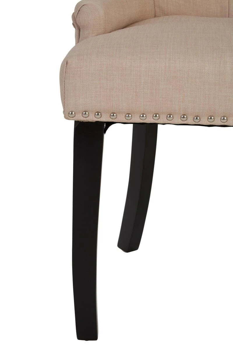 Kensington Townhouse Natural Linen Dining Chair with Dark Legs