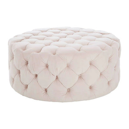 Suri Pale Pink Velvet Round Ottoman Stool