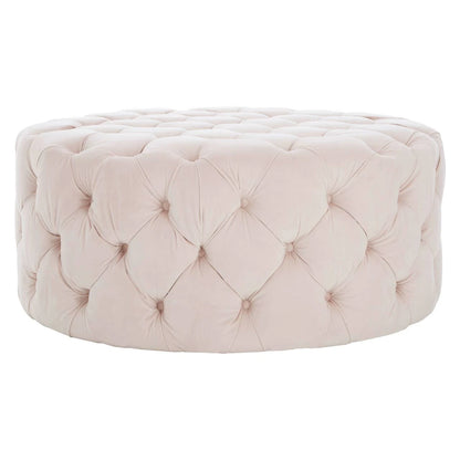 Suri Pale Pink Velvet Round Ottoman Stool