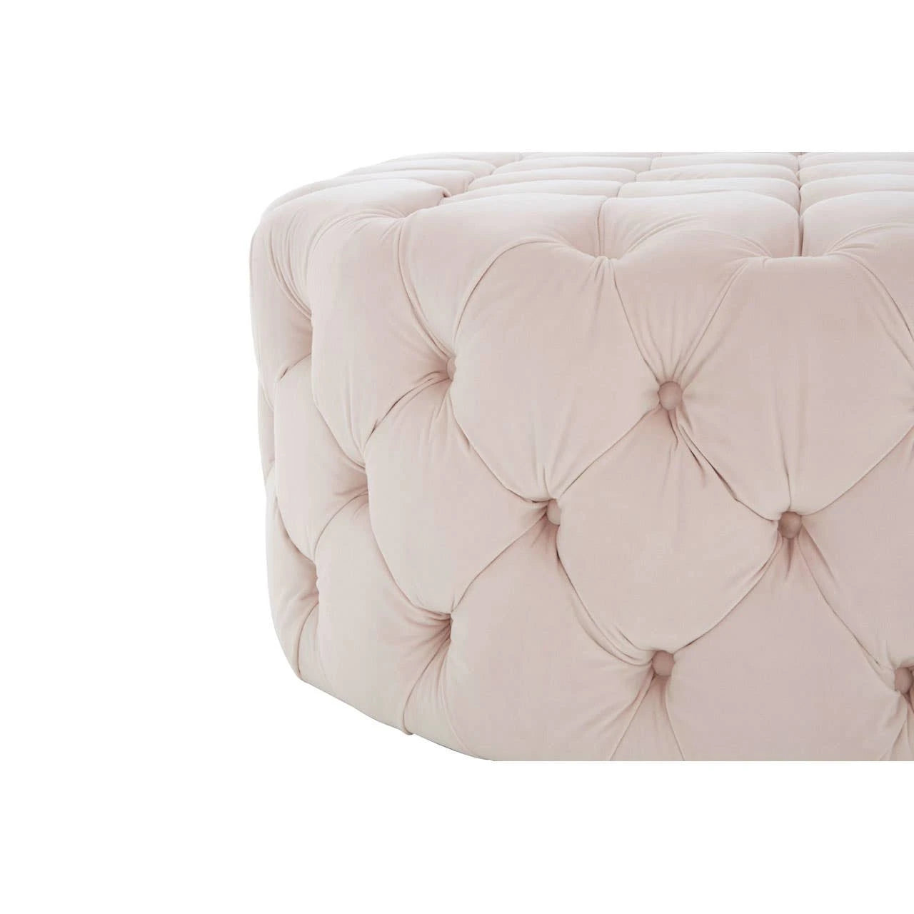 Suri Pale Pink Velvet Round Ottoman Stool