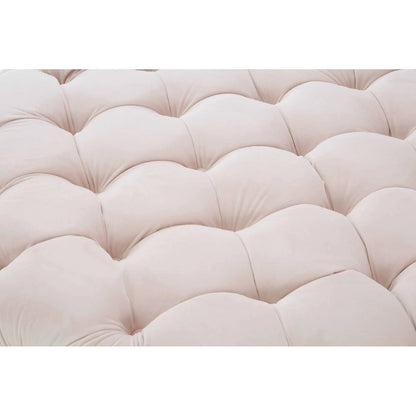 Suri Pale Pink Velvet Round Ottoman Stool