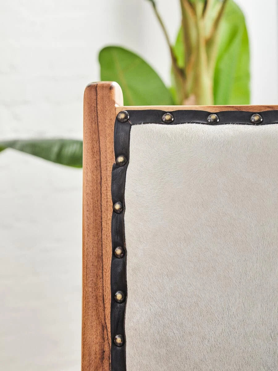 Kendari Natural Leather and Teak Wood Dining Chair