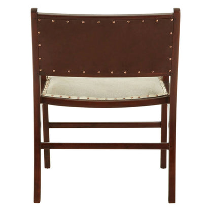 Kendari Leather and Teak Wood Dining Chair