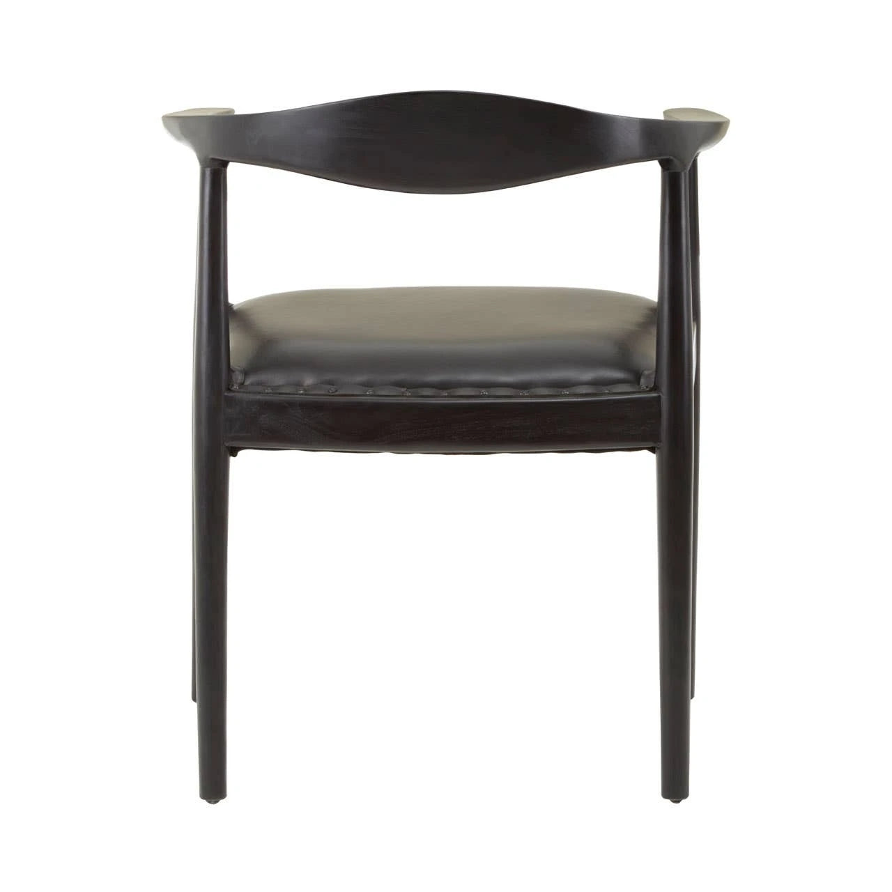 Kendari Black Leather and Teak Wood Chair
