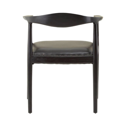 Kendari Black Leather and Teak Wood Chair