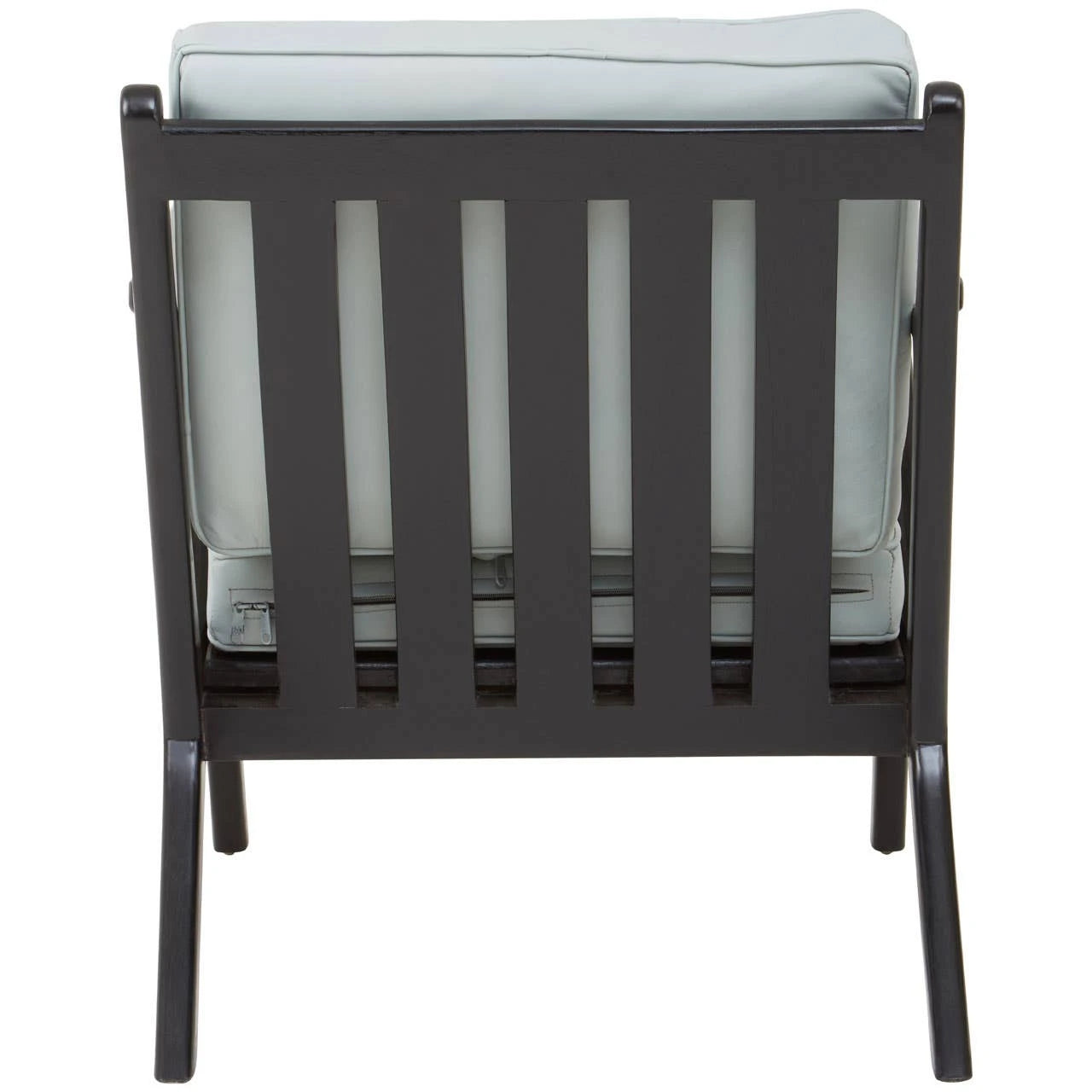 Kendari Grey Leather and Black Teak Wood Armchair