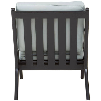 Kendari Grey Leather and Black Teak Wood Armchair