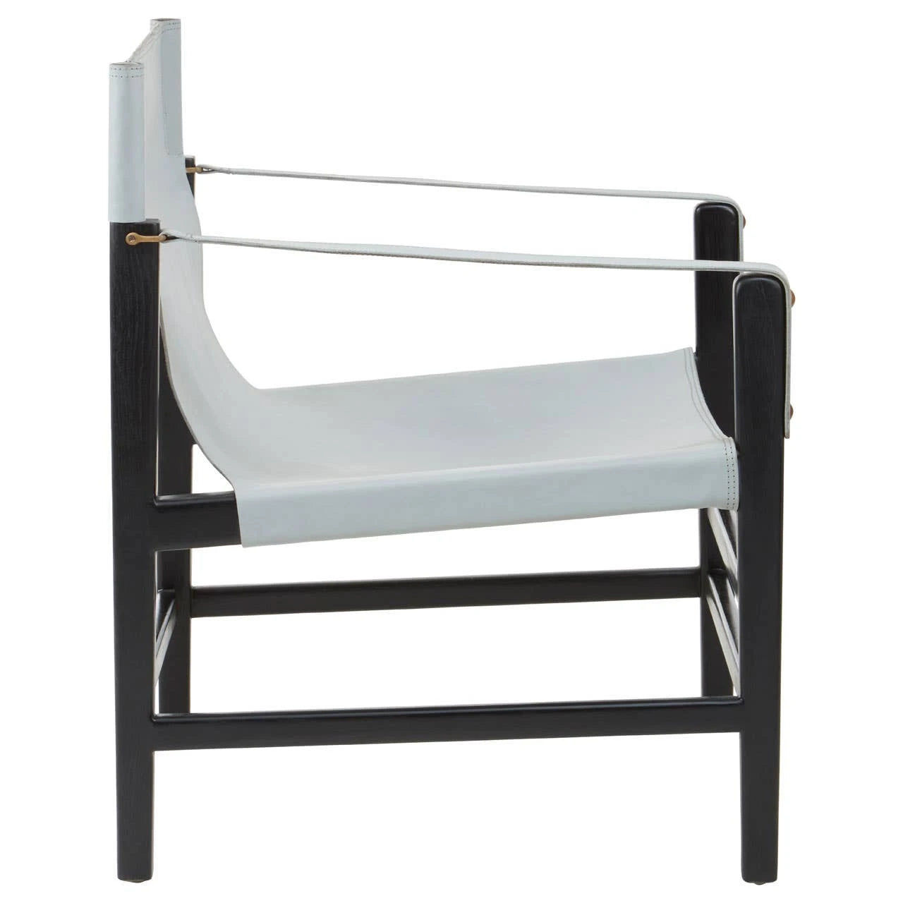 Kendari Grey Leather and Black Teak Wood Chair