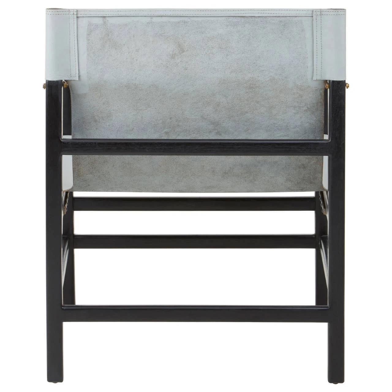 Kendari Grey Leather and Black Teak Wood Chair