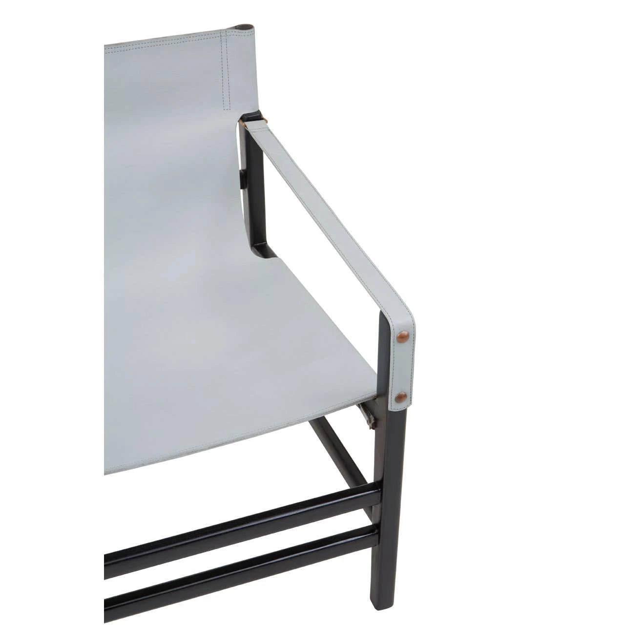 Kendari Grey Leather and Black Teak Wood Chair