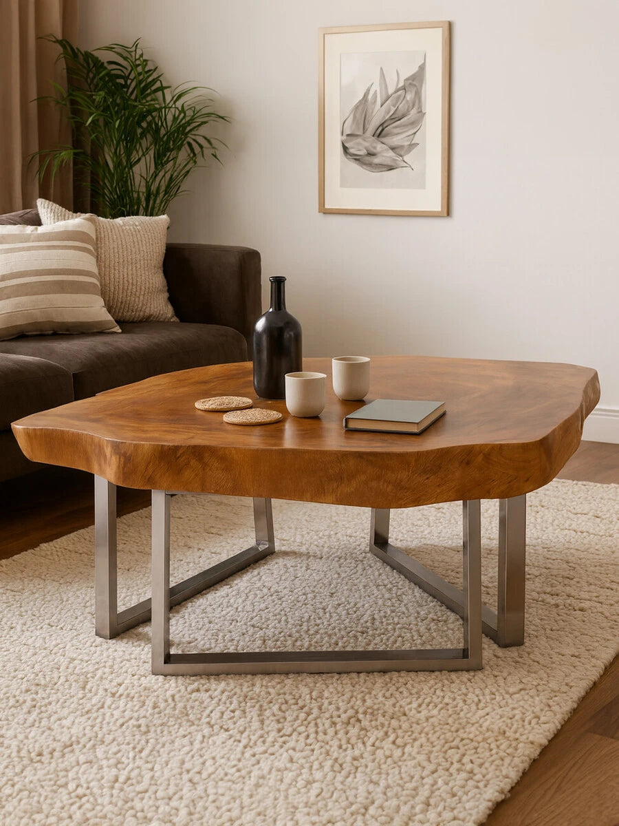 Surak Live Edge Teak Wood Coffee Table