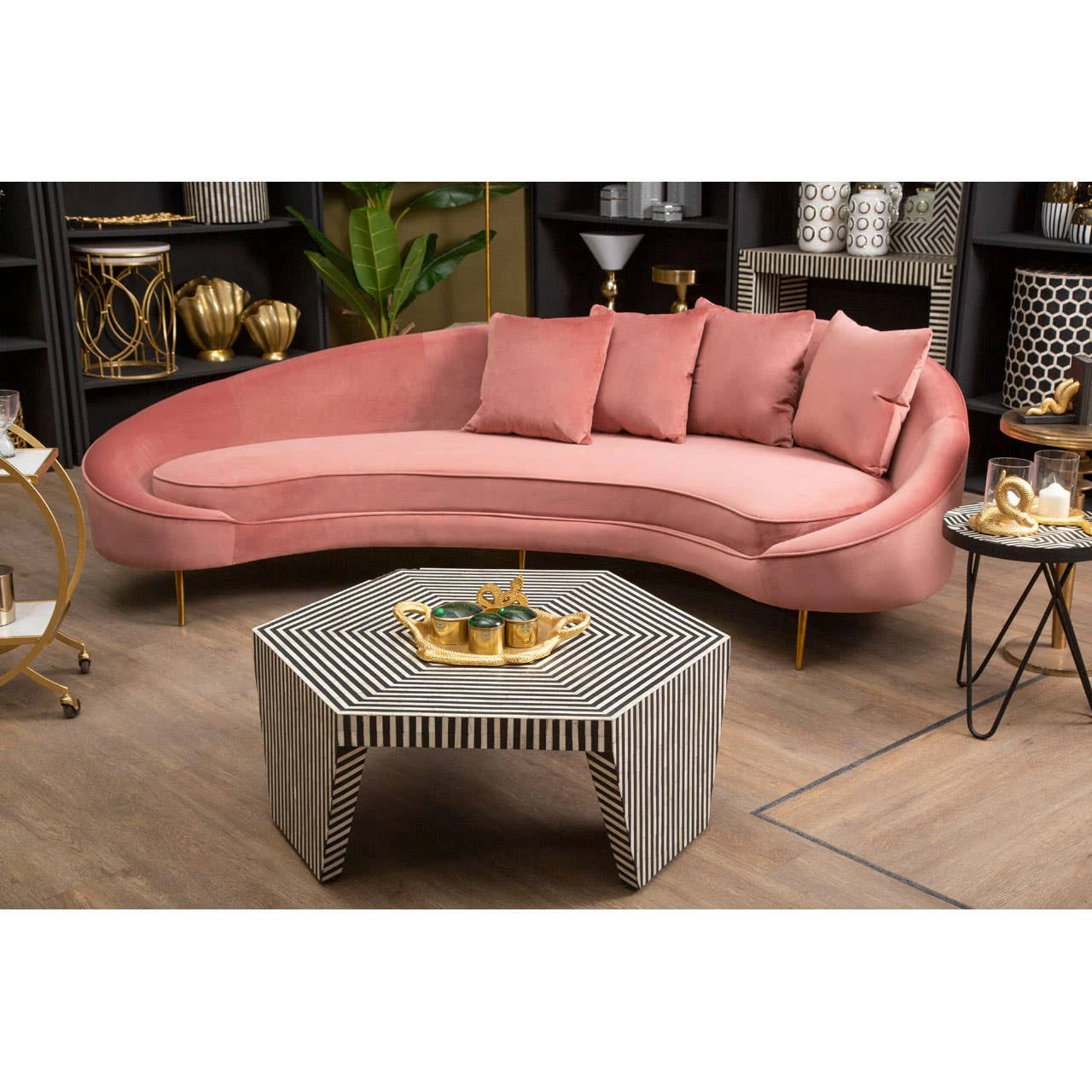 Fusion Striped Bone Inlay Coffee Table