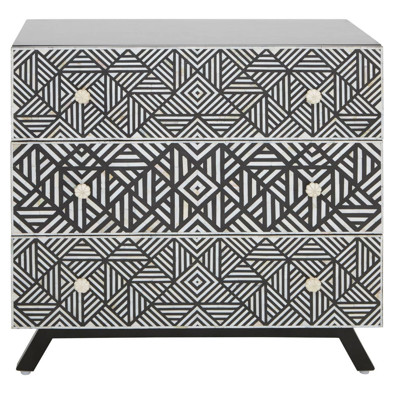 Fusion Black and Mother of Pearl Chest of 3 Drawers