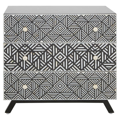 Fusion Black and Mother of Pearl Chest of 3 Drawers