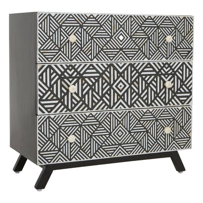 Fusion Black and Mother of Pearl Chest of 3 Drawers