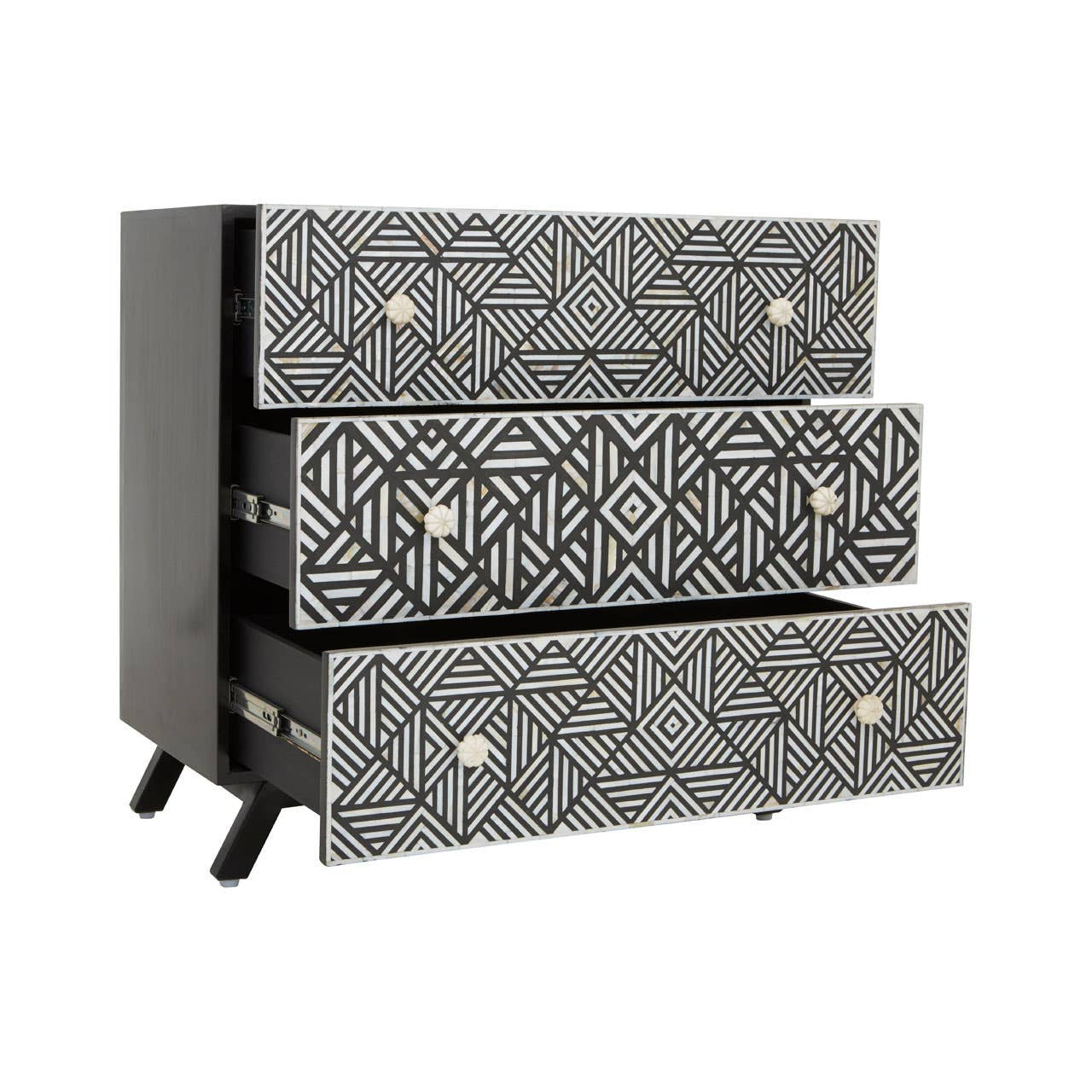 Fusion Black and Mother of Pearl Chest of 3 Drawers