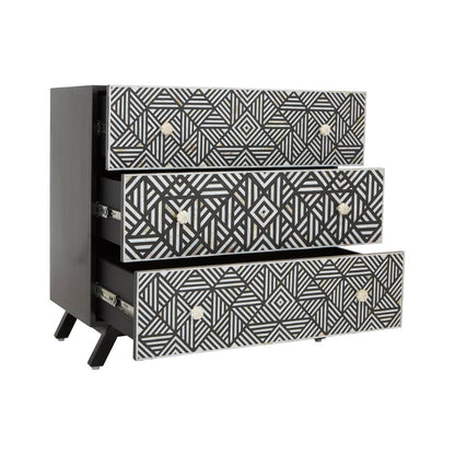 Fusion Black and Mother of Pearl Chest of 3 Drawers