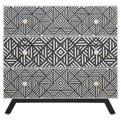 Fusion Black and Mother of Pearl Chest of 3 Drawers