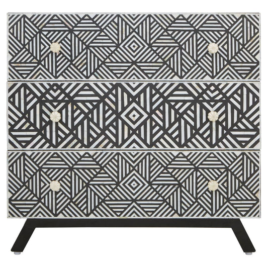 Fusion Black and Mother of Pearl Chest of 3 Drawers