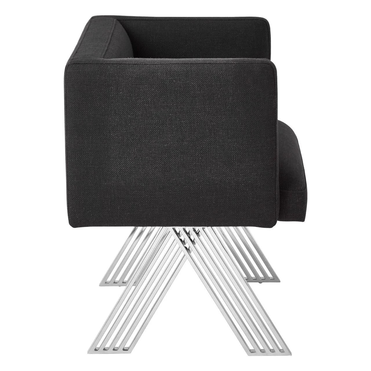 Piermount Black Dining Chair with Silver Legs