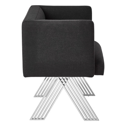 Piermount Black Dining Chair with Silver Legs