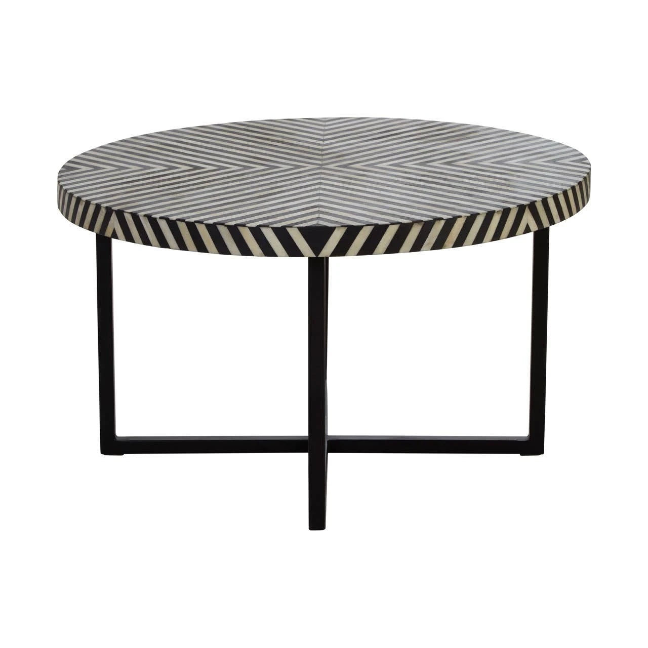 Boho Bone Inlay Coffee Table with Metal Legs