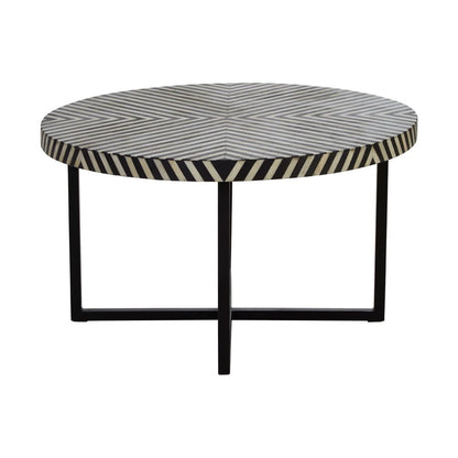 Boho Bone Inlay Coffee Table with Metal Legs