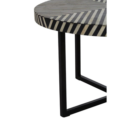 Boho Bone Inlay Coffee Table with Metal Legs