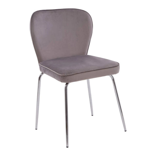 Tamzin Curved Mink Chrome Finish Dining Chair