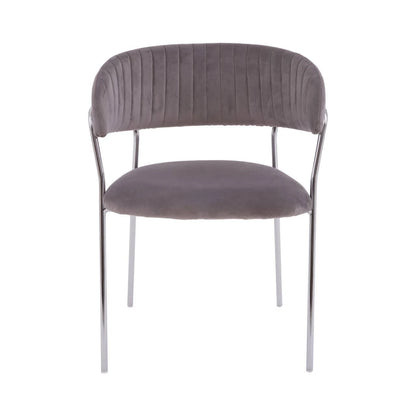 Tamzin Mink Velvet Channel Tufted and Chrome Finish Dining Chair