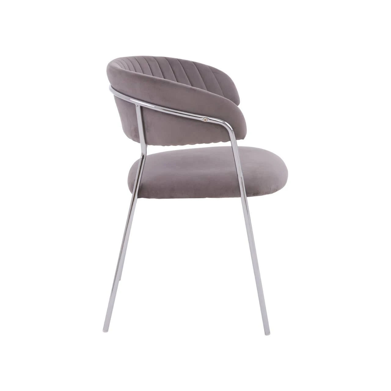 Tamzin Mink Velvet Channel Tufted and Chrome Finish Dining Chair