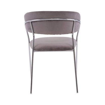 Tamzin Mink Velvet Channel Tufted and Chrome Finish Dining Chair