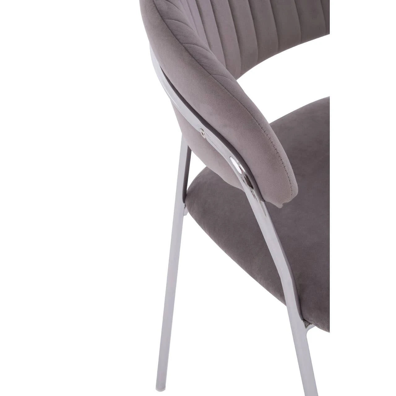 Tamzin Mink Velvet Channel Tufted and Chrome Finish Dining Chair