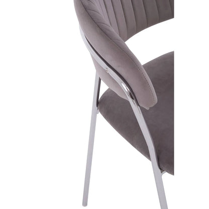 Tamzin Mink Velvet Channel Tufted and Chrome Finish Dining Chair