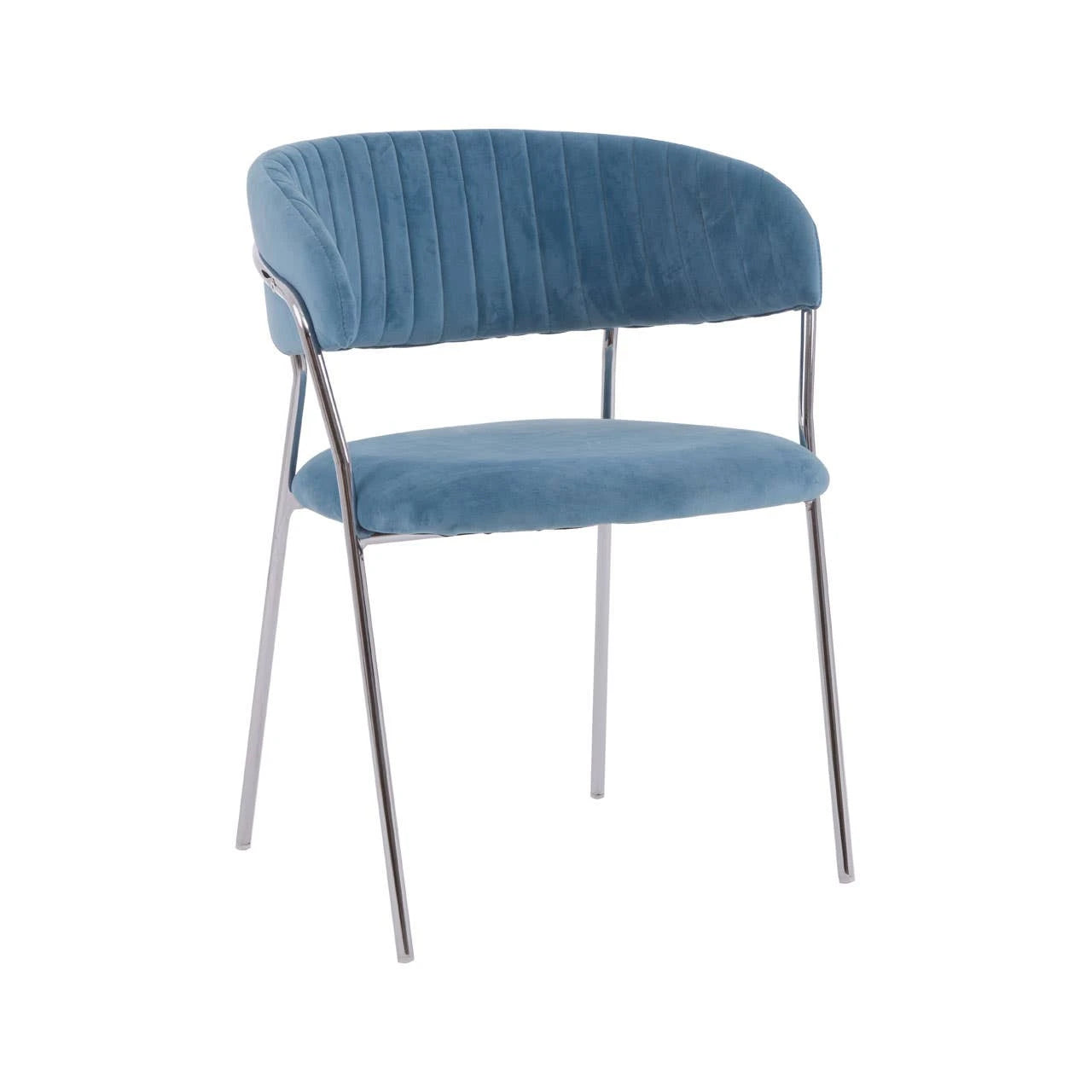 Tamzin Blue Channel Chrome Finish Dining Chair