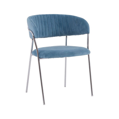 Tamzin Blue Channel Chrome Finish Dining Chair