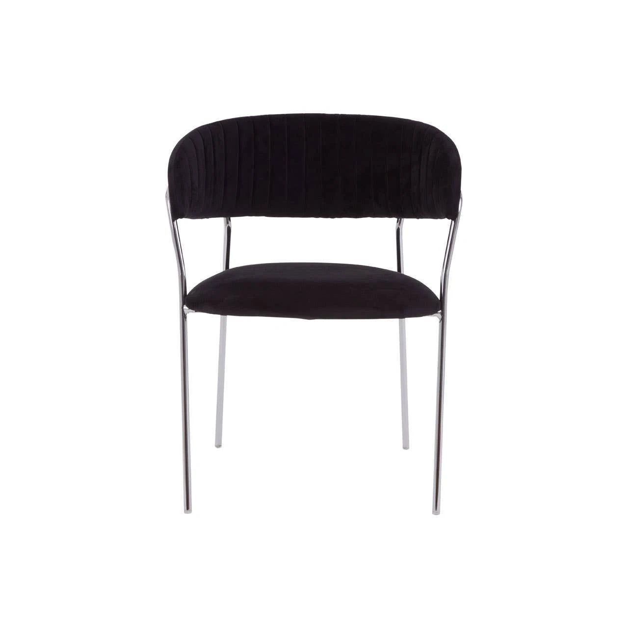 Tamzin Black Velvet Channel Tufted Dining Chair