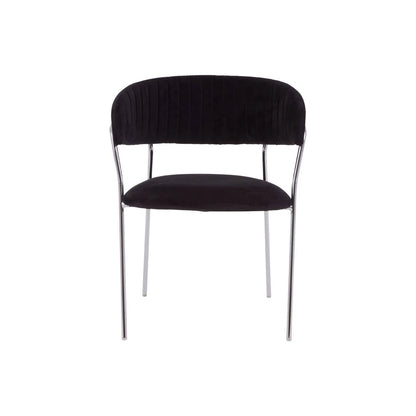 Tamzin Black Velvet Channel Tufted Dining Chair