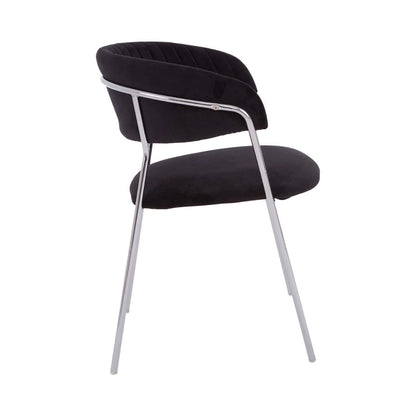 Tamzin Black Velvet Channel Tufted Dining Chair