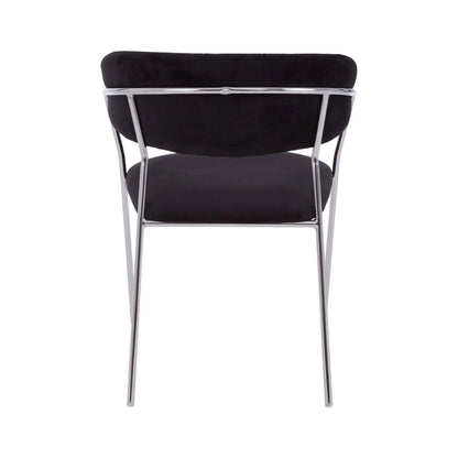Tamzin Black Velvet Channel Tufted Dining Chair