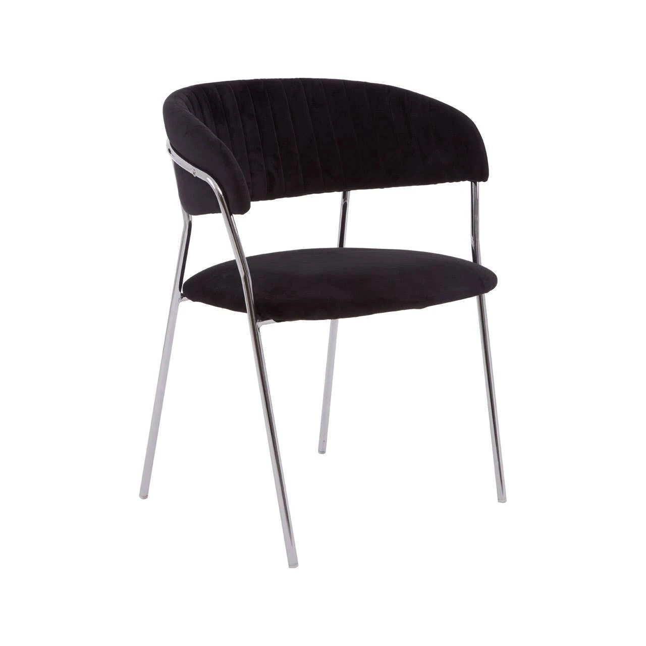 Tamzin Black Velvet Channel Tufted Dining Chair