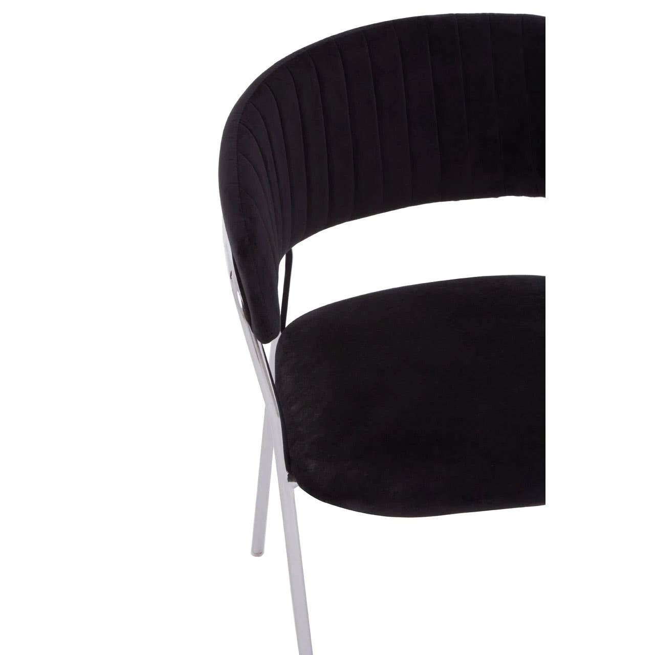 Tamzin Black Velvet Channel Tufted Dining Chair