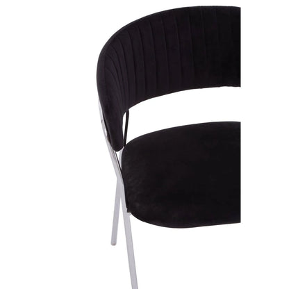 Tamzin Black Velvet Channel Tufted Dining Chair