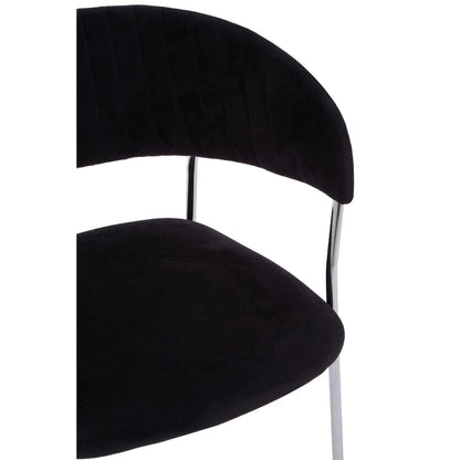 Tamzin Black Velvet Channel Tufted Dining Chair