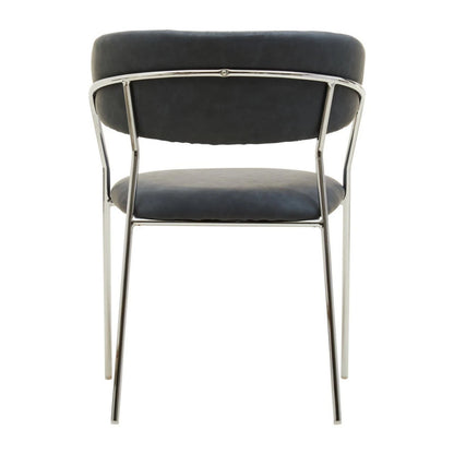 Tamzin Dark Grey Leather Effect Curved Dining Chair