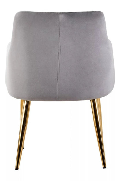 Tamzin Mink Velvet Quilted Dining Chair with Gold Finish Legs