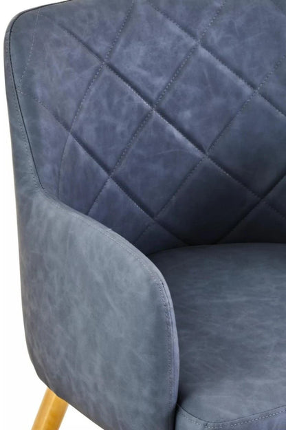 Tamzin Dark Grey Leather Effect Quilted Dining Chair with Gold Metal Legs