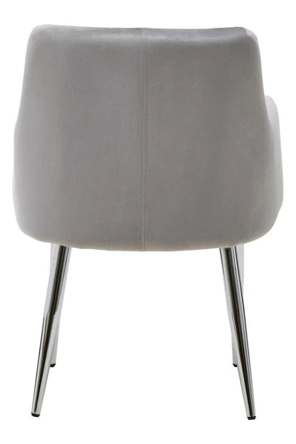 Tamzin Mink Velvet Quilted Dining Chair with Chrome Finish Legs